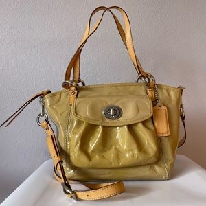 Coach signature tan patent purse